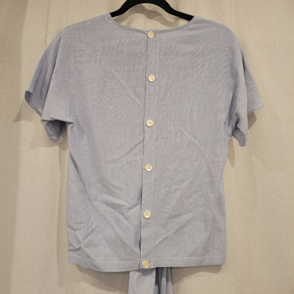 Madewell Tie Front Back Button Striped Top Size XXS